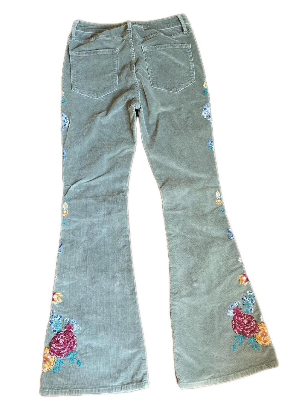 Driftwood Free People Corduroy Farah Flare Jeans Embroidered Floral Boho 27x34 - Picture 6 of 7
